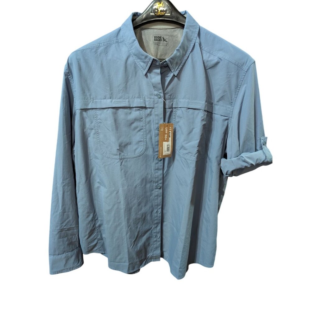 Eddie Bauer Women's Adventurer Pro Field Shirt NWT Blue Size XXL